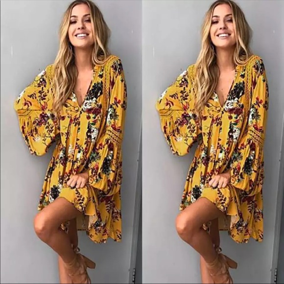 Dresses & Skirts - Mustard Boho Dress